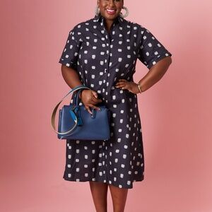 Tucker The Sarah Shirtdress Black Cross Stitch Size 2X New with tag